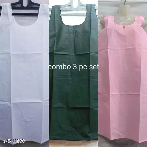 Comfy Women's Cotton Solid Long Camisoles Slip (Pack Of 3)