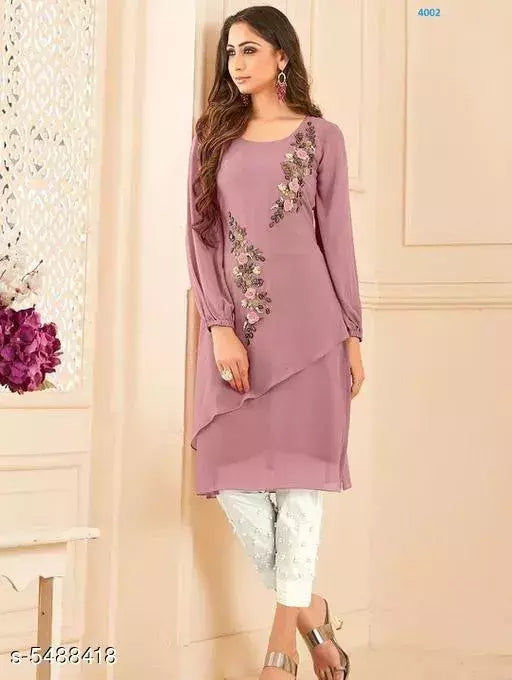 Women's Embroidered Georgette Kurta set with Pants