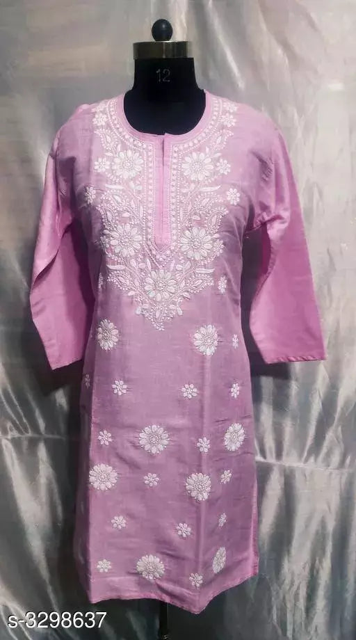 Women's Chikankari Jute Cotton Kurti