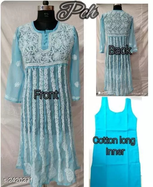 Women Georgette Chikankari Kurti