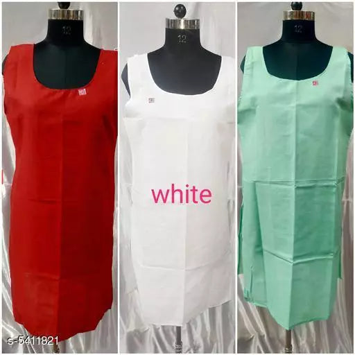 Comfy Women's Cotton Solid Long Camisoles Slip (Pack Of 3)