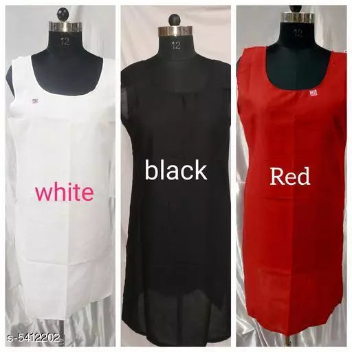 Comfy Women's Cotton Solid Long Camisoles Slip (Pack Of 3)