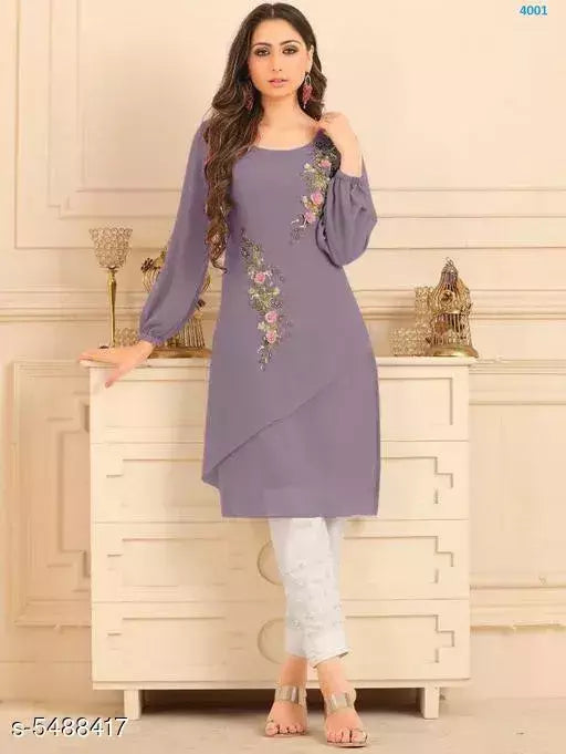 Women's Embroidered Georgette Kurta set with Pants