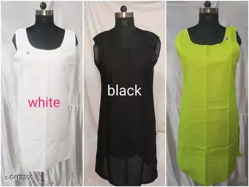 Comfy Women's Cotton Solid Long Camisoles Slip (Pack Of 3)