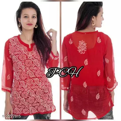 Women's Chikankari Georgette Kurti