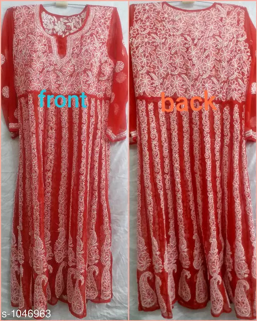 Women's Chikankari Georgette Anarkali Kurti