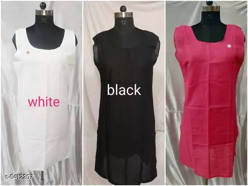 Comfy Women's Cotton Solid Long Camisoles Slip (Pack Of 3)