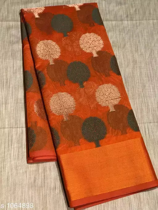 Trendy Banarasi Cotton Silk Zari Work Saree
