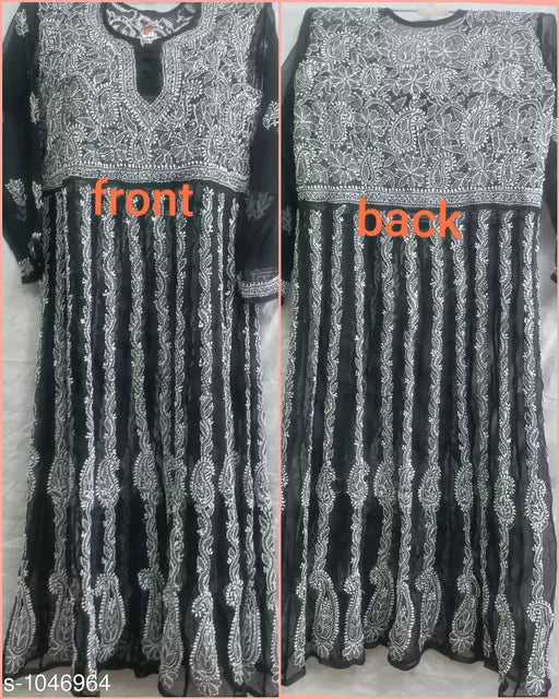 Women's Chikankari Chiffon Anarkali Kurti