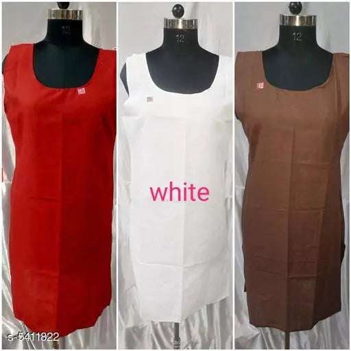 Comfy Women's Cotton Solid Long Camisoles Slip (Pack Of 3)