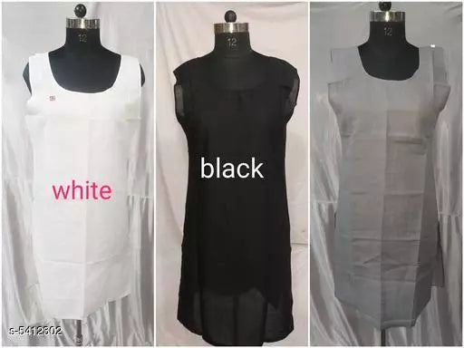 Comfy Women's Cotton Solid Long Camisoles Slip (Pack Of 3)