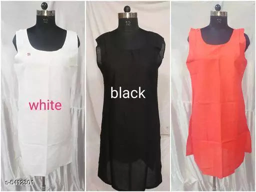 Comfy Women's Cotton Solid Long Camisoles Slip (Pack Of 3)