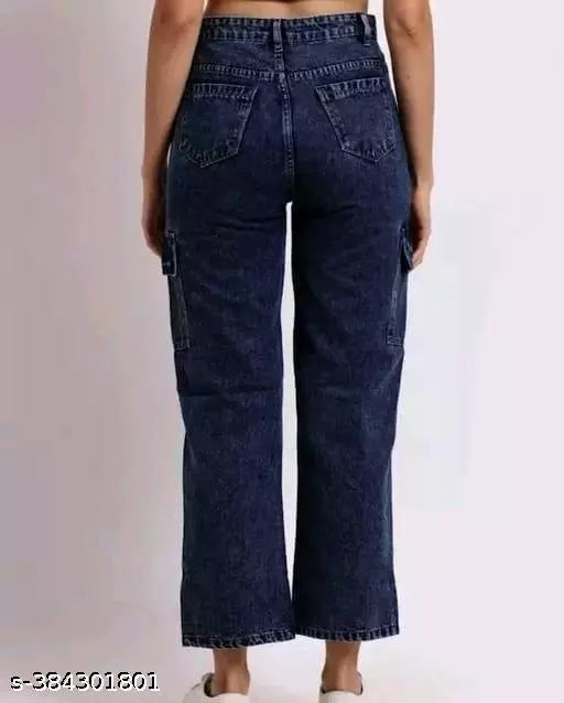 Women s & Girls Causal Denim  Straight Mid Rise Black Jeans use for Outdoor & Indoor.
