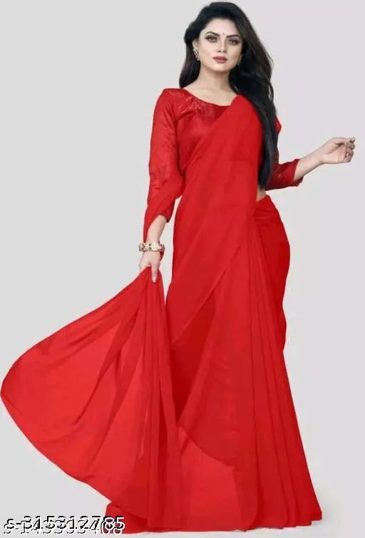 Georgette Red Sarees BY KRADDLE
