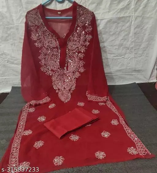 MIRROR WORK CHIKANKARI KURTI WITH INNER