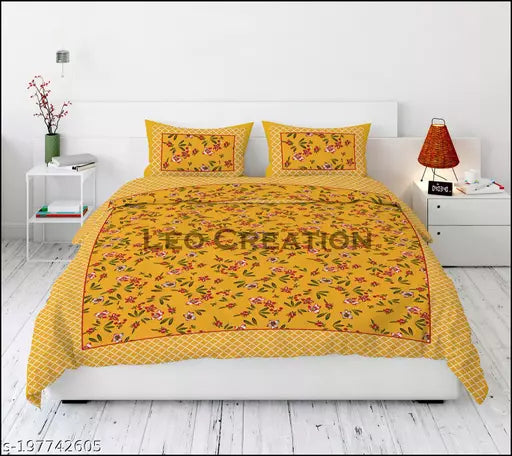 Jaipuri Pure Cotton Double Queen Bedsheet With 2 Pillow Covers