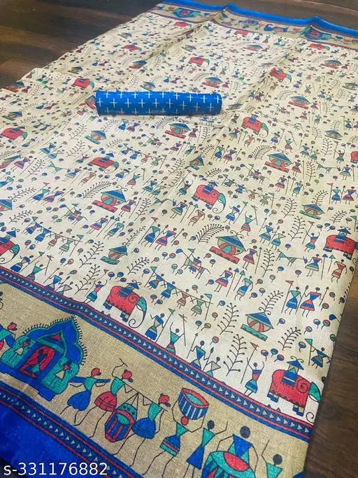 WARLI PRINT KHAADI SILK BLENDED SAREE