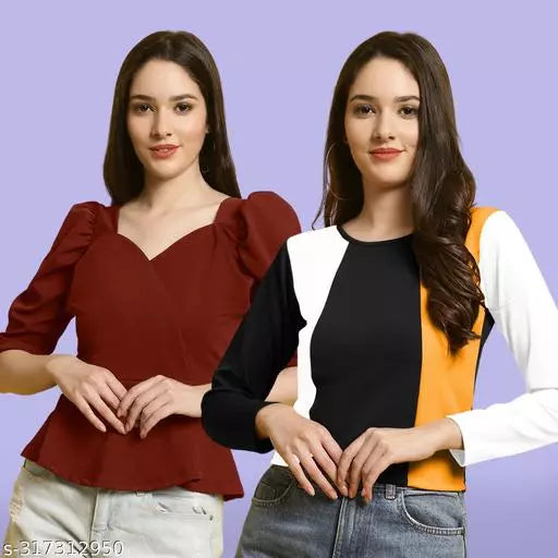 Clasic Casual Fashion Forward Women's Top - Pack of 2
