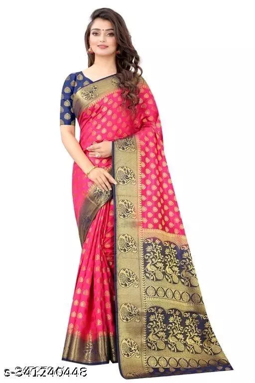 Morpich Fashion   Nylon Banarasi Silk Same Border Saree