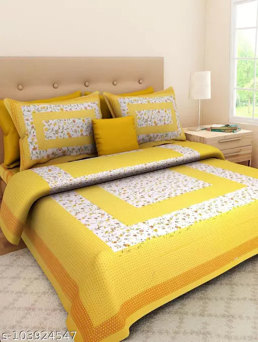Double Pure Cotton Bedsheet With 2 Pillow Covers