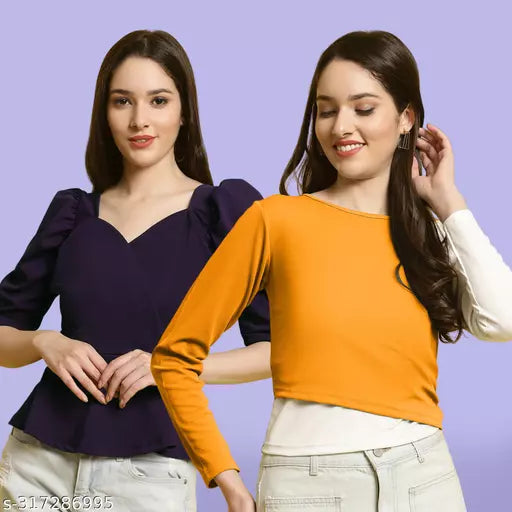 Clasic Casual Fashion Forward Women's Top - Pack of 2