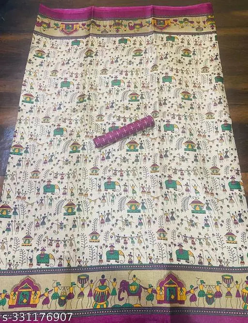 WARLI PRINT KHAADI SILK BLENDED SAREE