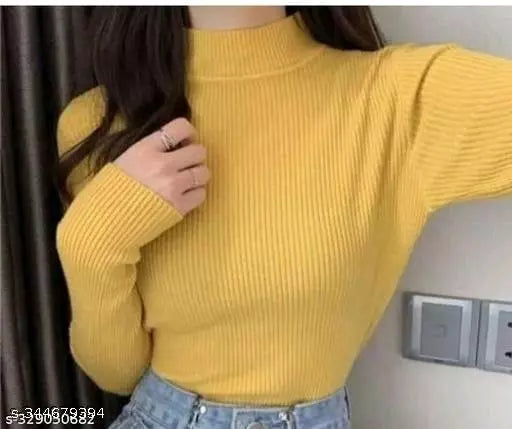 Jkp Collection Women's & Girl's Casual Top For Stylish Lycra Fabric Full Sleeve Solid pattern Perfact Top In Color Yellow