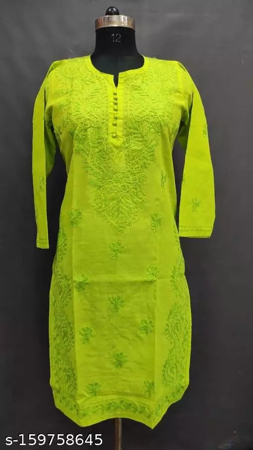 Side Carry Design Aari Cotton Kurti Special Size.