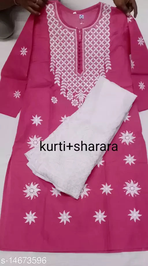 Women's Abstract Party Wear Kurta Set with Sharara