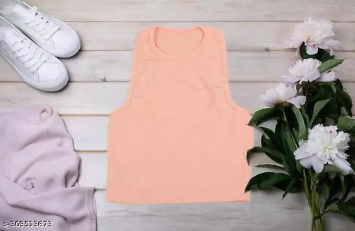 Women's Solid Cotton Rib Knit Crop Tank Top