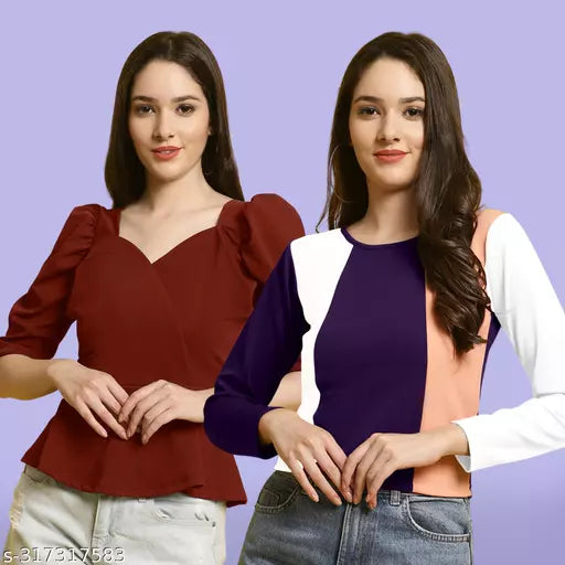 Classic Casual Fashion Forward Women's Top - Pack of 2