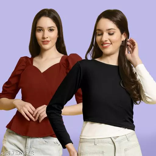 Clasic Casual Fashion Forward Women's Top - Pack of 2
