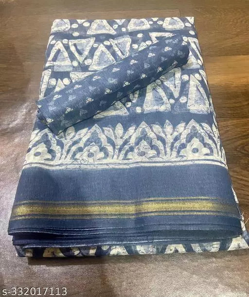 TRIO PRINTED COTTON BLENDED SAREE