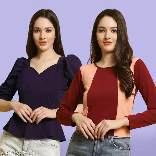 Clasic Casual Fashion Forward Women's Tops - Pack of 2