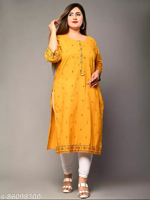 Swasti Plus Size  Women Printed Pure Cotton Straight Kurta