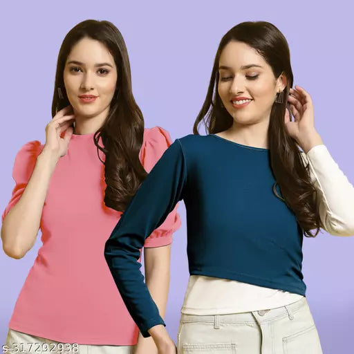 Clasic Casual Fashion Forward Women's Top - Pack of 2