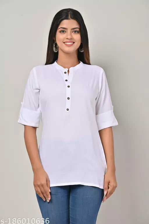 Casual Regular Sleeves  Women White Top
