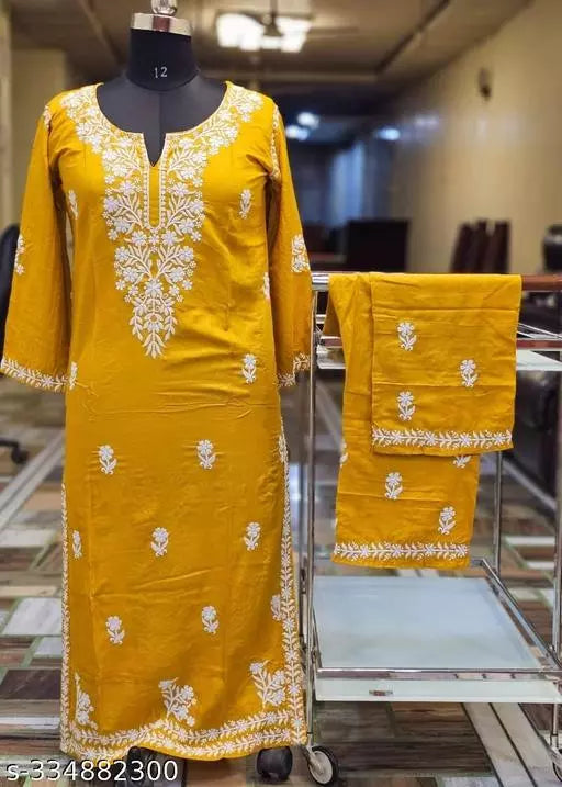 RAYON BEST FULL CHIKANKARI WORK KURTI WITH PLAZZO