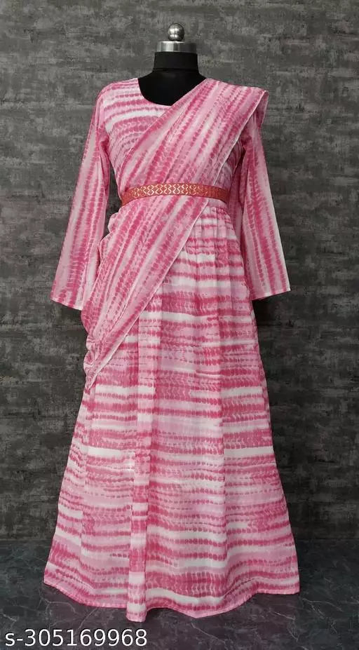 QVAZOR Stylish Fancy Trendy Printed Georgette Gown For Women For Party Wedding Festival Functions