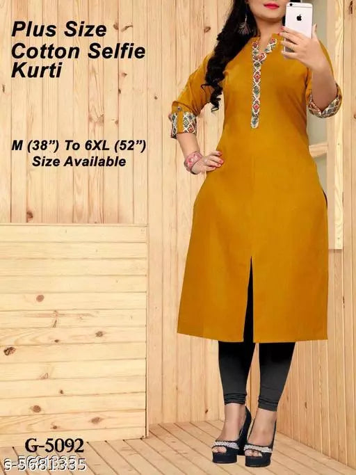Women's Solid Cotton Kurti