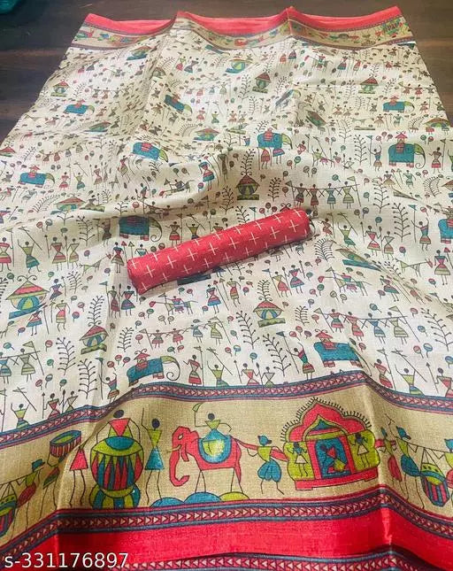 WARLI PRINT KHAADI SILK BLENDED SAREE
