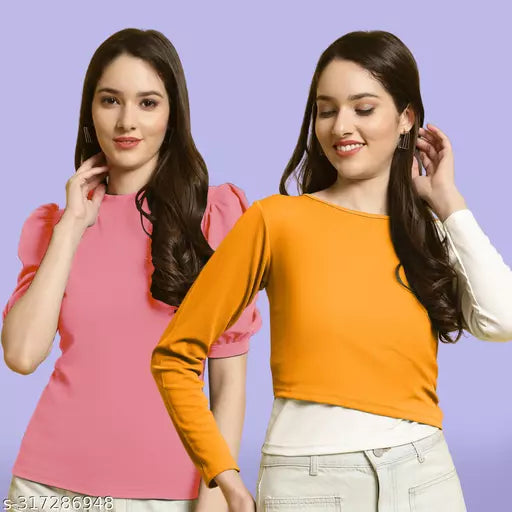 Clasic Casual Fashion Forward Women's Top - Pack of 2