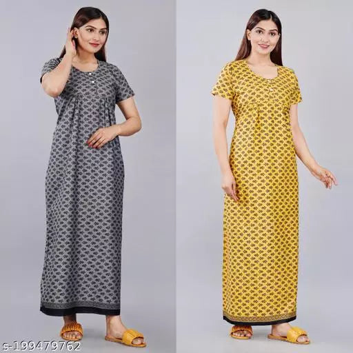 Designer Nighty For Women/Printed Nights For Women Combo Pack Of 2