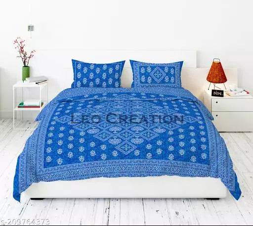 Jaipuri Pure Cotton Double Queen Bedsheet With 2 Pillow Covers