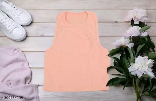 Women's Solid Cotton Rib Knit Crop Tank Top