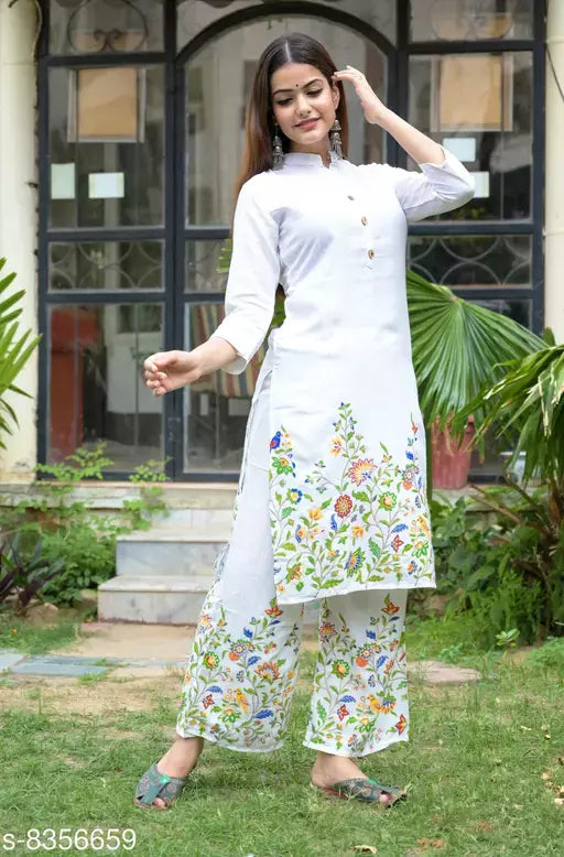Women's Printed Rayon Kurta with Palazzos