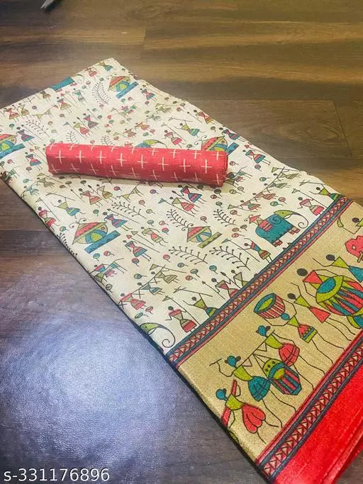 WARLI PRINT KHAADI SILK BLENDED SAREE