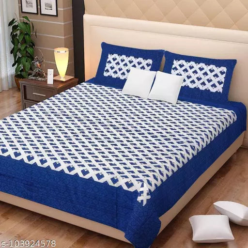 Double Pure Cotton Bedsheet With 2 Pillow Covers