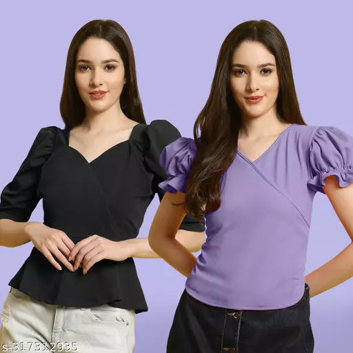 Clasic Casual Fashion Forward Women's Top - Pack of 2