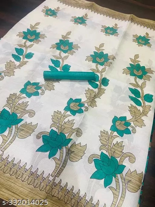 LIGHT WEIGHT FLORAL PRINTED KHADI SILK BLENDED SAREE